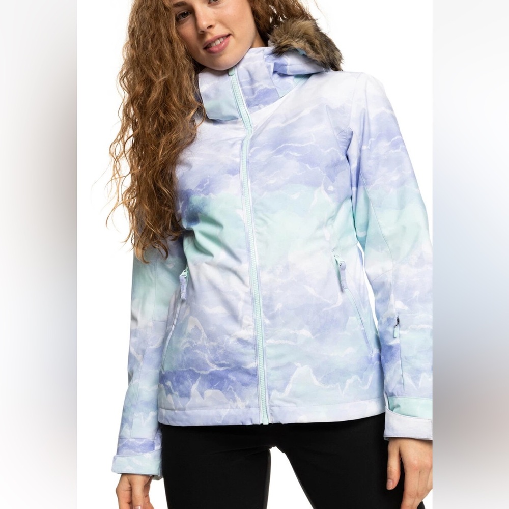 Roxy Women's Pastel Watercolor Ski Jacket in Lavender & Mint